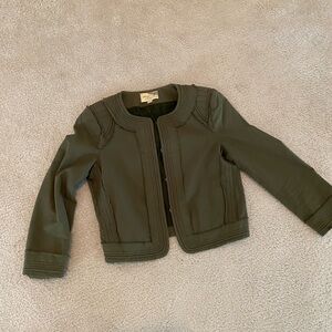 Elizabeth and James Chic Cropped Olive Blazer